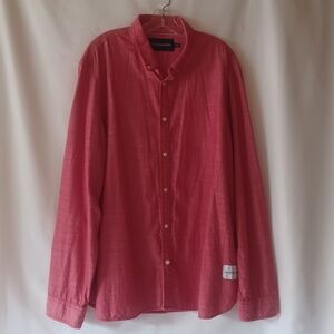 Calvin Klein Jeans Men's Button Down Shirt Chambray Red Cotton Casual Size XXL